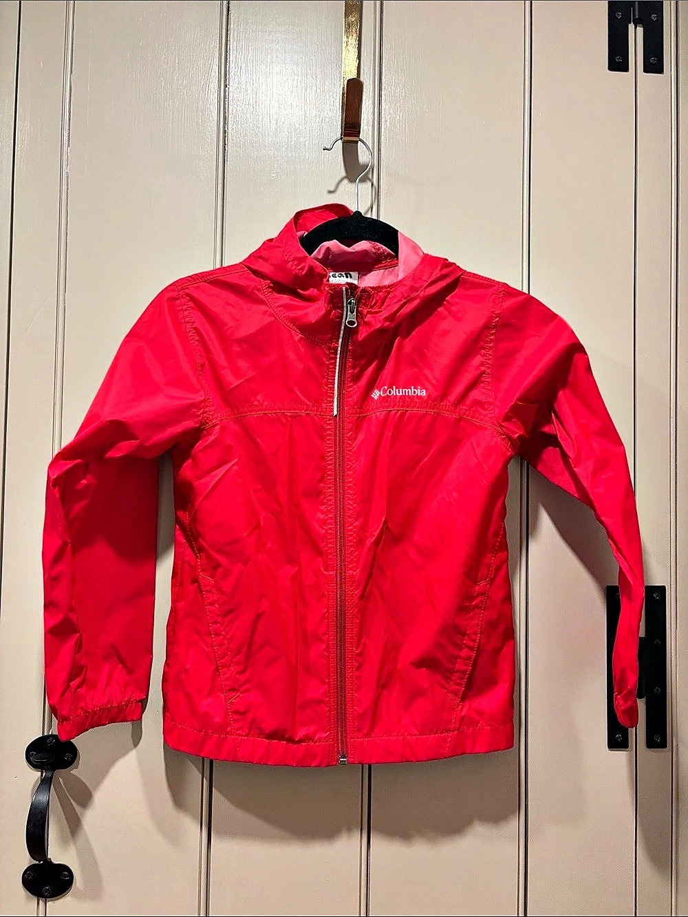 Columbia Hooded Lightweight Jacket in Red Size Small (8)